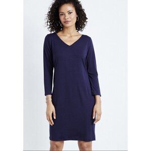 EILEEN FISHER $159 Purple Fine Tencel Jersey V-Neck Shift Dress Size XS